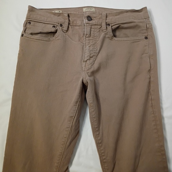 J. Crew 250 Jeans Mens 31/30 (28) Skinny-fit Tan Stretch Twill Faded Dill AZ961 - Picture 3 of 12
